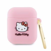 Hello Kitty Silicone 3D Kitty Head ümbris jaoks AirPods 1/2 - roosa