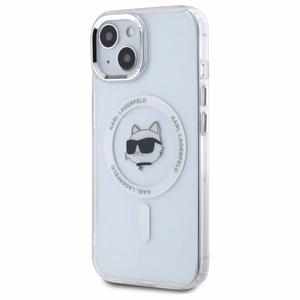 Karl Lagerfeld IML Metal Choupette Head MagSafe iPhone 15 Ümbris - valge