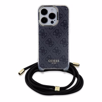 Guess Crossbody Cord 4G Print ümbris jaoks iPhone 15 Pro - must