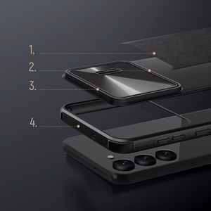 Чехол Nillkin CamShield Leather S для Samsung Galaxy S23+ с защитой камеры чёрный
