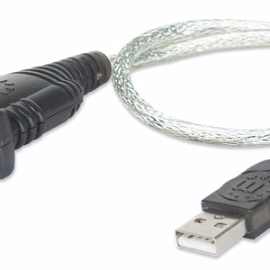 Manhattan USB-A jada-konverteri kaabel, 45cm, Male to Male, Serial/RS232/COM/DB9, Prolific PL-2303RA kiip, must/hõbedane kaabel, kolme aasta garantii, vastab ICUSB232V2