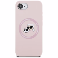 Karl Lagerfeld Silicone Karl&Choupette Heads MagSafe iPhone 16e Ümbris - Roosa
