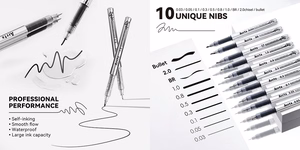Acrylic Fineliner Pens ARRTX, Black, 10pcs