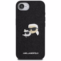 Karl Lagerfeld Fixed Glitter Karl&Choupette Heads Metal Pin iPhone 16e Ümbris - Must