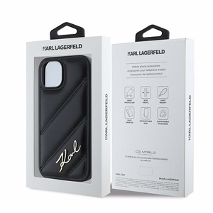 Karl Lagerfeld Diagonal Quilted Script ümbris jaoks iPhone 15 Plus / 14 Plus - must