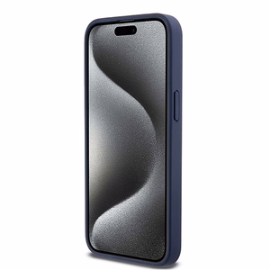 DKNY Leather Mono Stripe & Metal Logo чехол для iPhone 15 Pro Max - синий