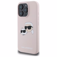 Karl Lagerfeld Silicone Nauble Heads Print MagSafe Ümbris jaoks iPhone 16 Pro - Roosa