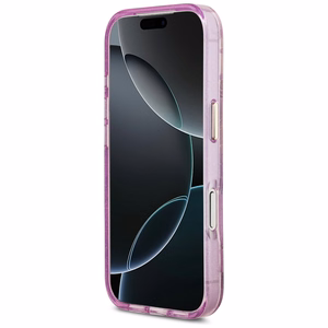 Guess IML Glitter Flowers Triangle MagSafe ümbris mudelile iPhone 17 Pro / 18 Pro – lilla