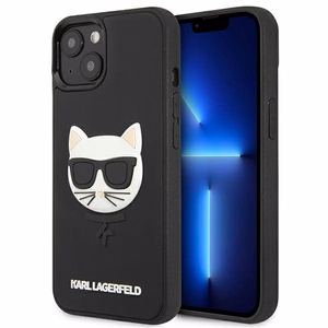 Karl Lagerfeld 3D kummist Choupette ümbris iPhone 13 mini jaoks - must