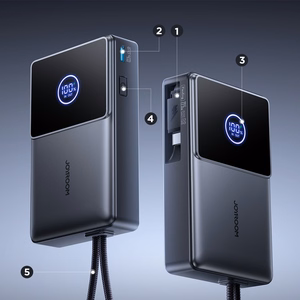 Joyroom JR-PR1 10000mAh 22.5W Powerbank sisseehitatud sissetõmmatava USB-C kaabliga - must