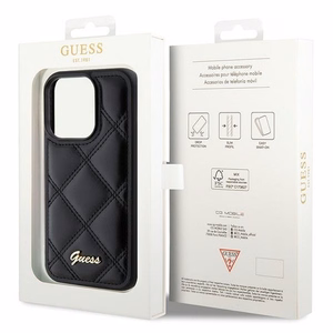 Guess Quilted Metal Logo ümbris jaoks iPhone 15 Pro - must
