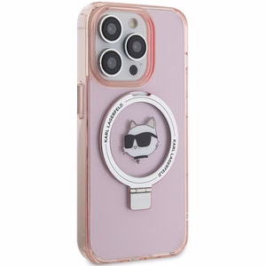 Karl Lagerfeld KLHMP15LHMRSCHP iPhone 15 Pro 6.1" roosa/roosa hardcase Ring Stand Choupette Head MagSafe