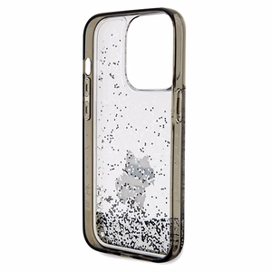 Karl Lagerfeld Liquid Glitter Choupette ümbris jaoks iPhone 14 Pro Max - läbipaistev