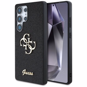 Guess Fixed Glitter Big 4G Metal Logo ümbris jaoks Samsung Galaxy S25 Ultra must