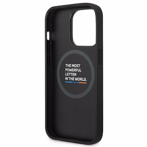 Ümbris BMW BMHMP14X22PTDK iPhone 14 Pro Max 6.7 "must / must Leather Stamp Tricolor Magsafe