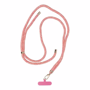 SWING (8mm) Phone lanyard, Phone pendant with adjustable length / cord length 165cm (max 82.5cm in the loop) / on the shoulder or neck - roosa-valge
