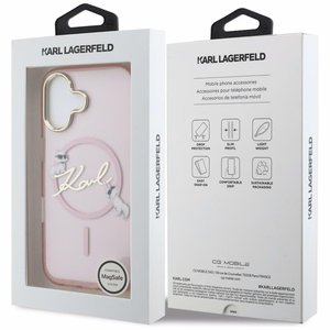 Karl Lagerfeld IML Choupettes Karl Script Logo MagSafe iPhone 17 Ümbris - roosa