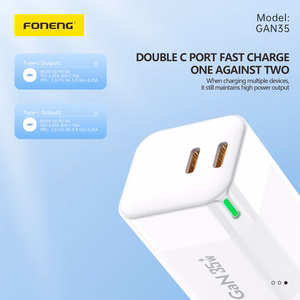 Foneng Wall laadija GAN35 GaN - 2xType C - PD 35W 3A valge