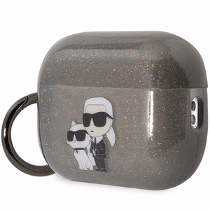 Karl Lagerfeld KLAP2HNKCTGK Airpods Pro 2 чехол чёрный/чёрный Glitter Karl&Choupette