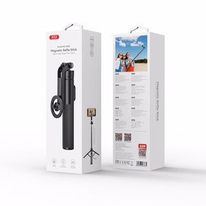 XO SS30 Bluetooth selfipulk-statiiv, must, magnetiline, MagSafe'ile, 123cm