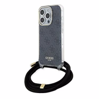 Guess Crossbody Cord 4G Print ümbris jaoks iPhone 15 Pro Max - must