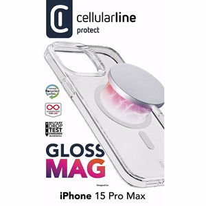 Cellularline Gloss Mag ümbris seadmele iPhone 15 Pro Max, MagSafe'iga ühilduv, läbipaistev
