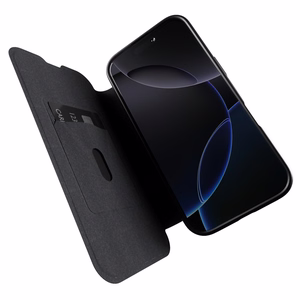 Puro Book Mag MagSafe Leather Ümbris with Flap and Card Slot jaoks iPhone 16 Pro Max - Must