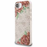 Guess 4G Flowers Print MagSafe iPhone 16e Ümbris - Roosa