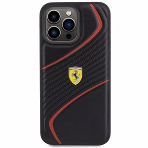 Ferrari Twist Metal Logo ümbris iPhone 15 Pro Max must