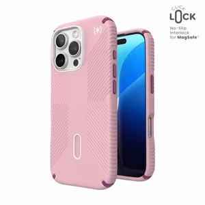 Чехол Speck Presidio2 Grip ClickLock & MagSafe для iPhone 16 Pro, Wednesday Pink / Boysenberry Purple / белый