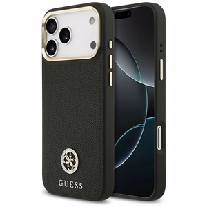 Guess Grained Strass Logo MagSafe ümbris jaoks iPhone 17 Pro Max - must