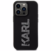 Karl Lagerfeld 3D Rubber Glitter Logo ümbris jaoks iPhone 15 Pro Max - must