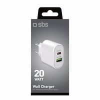 SBS TETRPD20W 20W USB-A USB-C Wall Laadija koos Power Delivery - valge