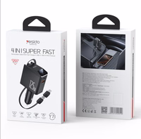 YESIDO CAR LAADIJA Y71 125W FAST CHARGING 4in1 LED + C+iP KAABEL 65W must