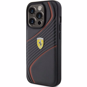 Ferrari Twist Metal Logo чехол для iPhone 15 Pro - чёрный