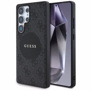 Guess 4G Round Patch Classic Logo MagSafe ümbris jaoks Samsung Galaxy S25 Ultra must