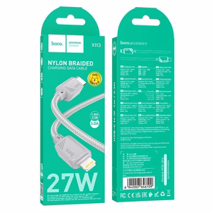 Cable USB C to Lightning Hoco PD 27W 1 m X113 gray