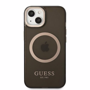 Guess Gold Outline Translucent MagSafe чехол для iPhone 13 - чёрный
