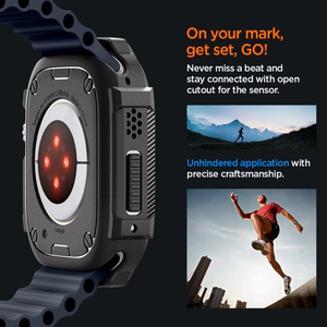 Spigen Rugged Armor ümbris Apple Watch Ultra 49 mm jaoks, mattmust