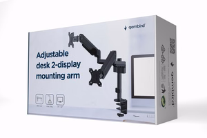 Gembird MA-DA2P-01 reguleeritav lauahoidik 2 monitorile, 17”–32”, kuni 9 kg