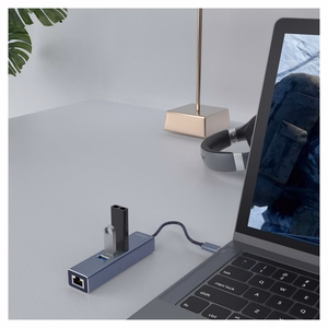 Savio AK-57 USB-A 3x USB-A jaotur koos RJ-45 Gigabit Ethernet adapteriga, USB 3.2 Gen 1, must/hall