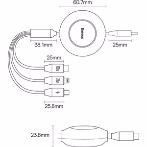 BASEUS kaabel 3in1 Type C to Micro USB / Lightning / Type C PD QC4.0 3,5A 100W CAMJ010205 1,1 m lilla