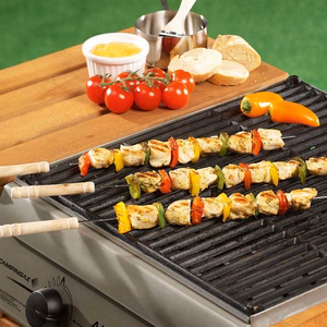 BBQ roostevabast terasest grillvardad puidust käepidemetega, 38 cm, 4 tk