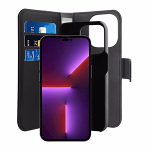 Puro Wallet Detachable MagSafe 2in1 PU Leather Ümbris with Flap and Wallet jaoks iPhone 14 Pro Max - Must