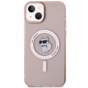 Karl Lagerfeld IML Choupette MagSafe ümbris jaoks iPhone 15 Plus - roosa