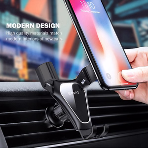 Crong Gravity Auto-Clip raskusjõul töötav auto telefonihoidik 4.7–6.5" telefonidele, must