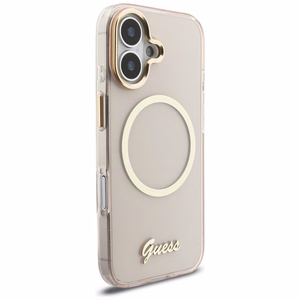 Guess IML Script Metal MagSafe Ümbris for iPhone 17 - roosa