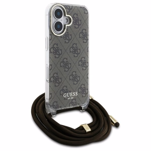 Guess Crossbody Cord 4G Print Ümbris with Lanyard jaoks iPhone 16 - Brown