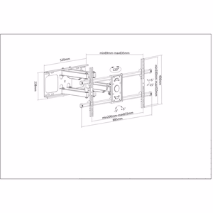 Manhattan TV ja monitori seinakinnitus, täisliikumine, 1 ekraan, 37–75", must, VESA 200x200–800x400 mm, maks. 75 kg