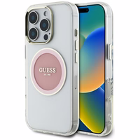 Guess IML Metal Colored Circle Classic Logo MagSafe ümbris jaoks iPhone 16 Pro Max - roosa
